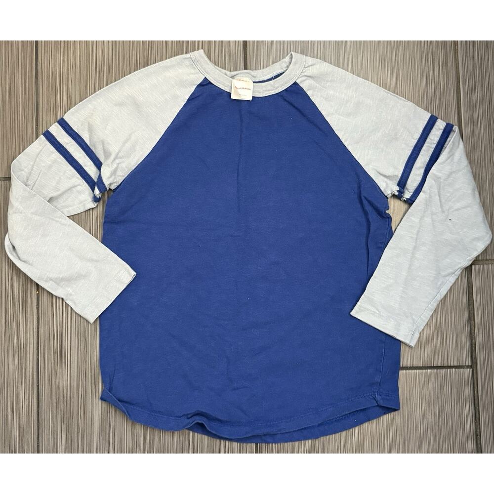 Hanna Andersson Boy's Blue Long Sleeve Raglan Baseball T-Shirt Size 10 Cotton